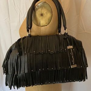 Black Fringe Satchel 100% Leather